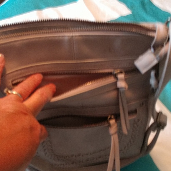 Boho stitched light grey cross body bag - Picture 5 of 5